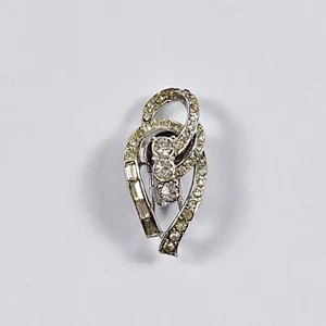 Vintage Corocraft Art Deco Diamond Rhinestone Ribbon Fur Clip Brooch Pin *RARE* - Picture 1 of 6