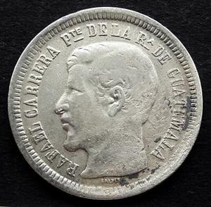 1865 Guatemala, 2 Reales, .903 Silver, KM-139 - Picture 1 of 2