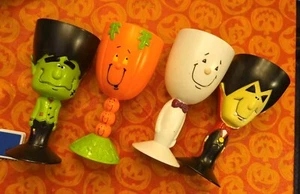 Vintage Halloween 7" Plastikbecher Tassen Dracula, Kürbis, Geist, Frankenstein - Bild 1 von 3