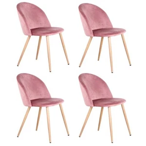 Pack de 4 Sillón Lounge Terciopelo Vintage,Silla de Comedor con Patas Metál Rosa - Imagen 1 de 10