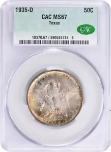 1935-D Texas Commemorative Half MS67 CACG - Picture 1 of 4