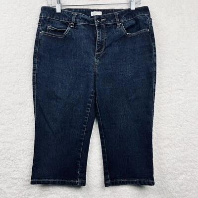 Jeans capri elásticos rectos deportivos clásicos para mujer Rafaella talla 10 azul oscuro Foto 1 de 4