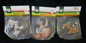 3 Vtg Walt Disney Santas World Ornaments Christmas NOS Minnie Mouse Donald Pluto - Picture 1 of 6