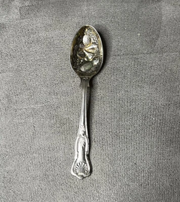 "Cuchara de bayas Sheffield England EPNS martillada fruta piña pera plato de plata de 6""" Foto 1 de 4