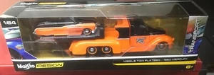 MAISTO DESIGN ELITE TRANSPORT MISSILE TOW FLATBED / 1950 MERCURY ORANGE/BLACK. - Picture 1 of 4