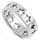 .925 Sterling Silver Star Cutout Band Fashion Ring New Size 6-10