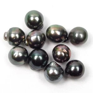 10 perlas barrocas tahitianas negras/verdes sueltas de 9-10 mm sin perforar de 9-10 mm - Imagen 1 de 3