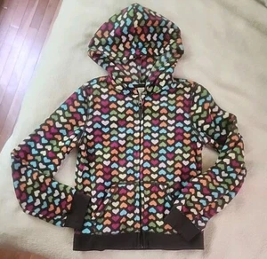 Old Navy Girls Size Large Heart Themed Fleece Zip Up Hoodie - Picture 1 of 8