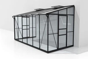 Ida 7800 ESG/HKP, schwarz Anlehngewächshaus Vitavia Alu Gewächshaus 2 Fenster - Bild 1 von 5