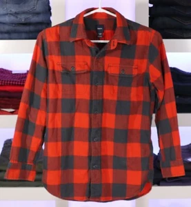 Gap Kids Plaid Lumberjack Flannel Button Up Shirt Kids Sz XL/TG (12) Red Black - Picture 1 of 12