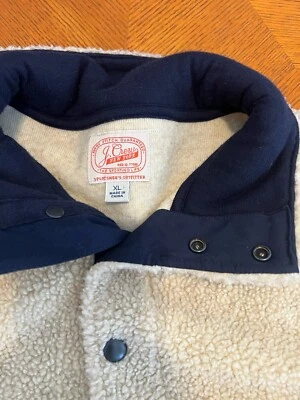 JCrew Men’s Tan Sherpa 1/4 Snap Fleece Pullover Jacket Size XL - Image 1 of 4