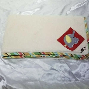 Cocalo Elephant Unisex Cream Baby Blanket Striped Trim - Picture 1 of 5