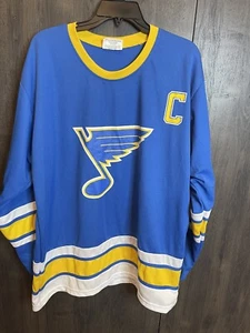 Vintage St Louis Blues Brett Hull #16 Trikot Erwachsene XL blau Captain Version - Bild 1 von 11