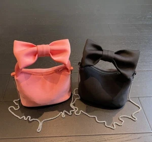 Small Handbags Bow Cute Short Handle Chain Strap Zipper Crossbody - Picture 1 of 16