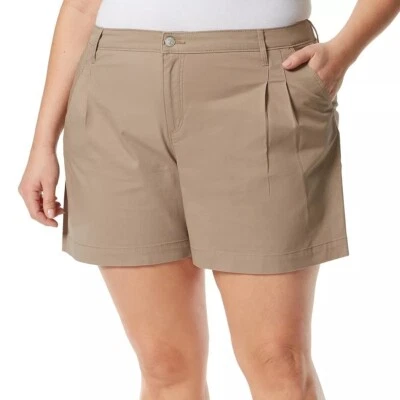 Shorts chino Gloria Vanderbilt feminino marrom cintura alta bolsos plus size 20W novo - Imagem 1 de 4