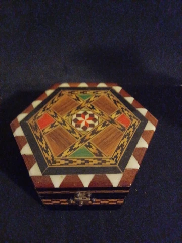 Vintage Spanish Marquetry With Mirror Cover