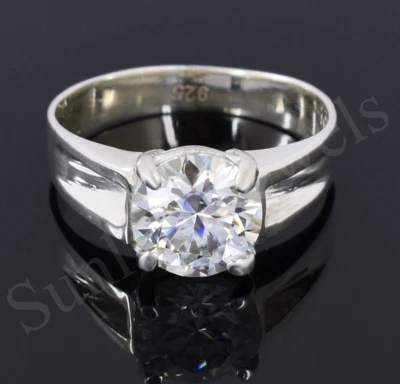 Designer 2.50 Ct Off White Round Cut Certified Diamond Solitaire 925 Silver Ring - Изображение 1 из 4