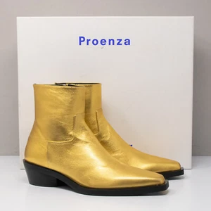 Proenza Schouler Bronco Gold Leather Chelsea Boots, Size 37 (7 US) - Picture 1 of 7