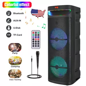 6000W Dual 10" Subwoofer Bluetooth Speaker Heavy Bass Sound System Party W/Mic - Picture 1 of 10