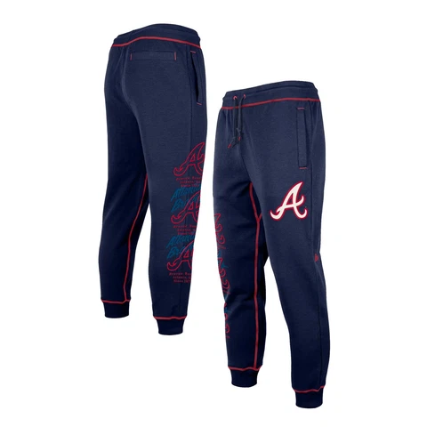 Men's New Era Navy Atlanta Braves Team Split Jogger Pants Cover