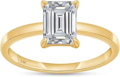 3.10 Carat Emerald Cut FG/VS Lab Grown Diamond Engagement Ring 14k Yellow Gold - Image 1 of 4