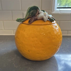 Metlox Poppytrail Orange Blossum Cookie Jar Fruit Canister Vtg 1950s Kitchen USA - Picture 1 of 11