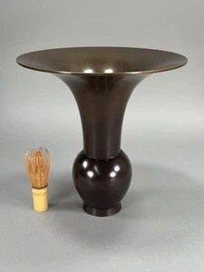  Jarrón de bronce Ikebana Ikenobo arreglo floral Kenzan 10,1 pulgadas estilo japonés  - Imagen 1 de 17