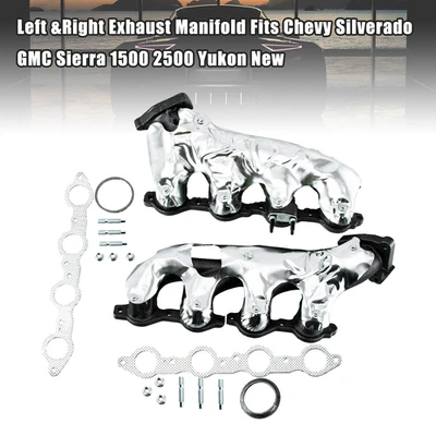 Left &Right Exhaust Manifold Fits Chevy Silverado GMC Sierra 1500 2500 Yukon New — 第 1/4 张图片
