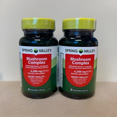 Spring Valley Mushroom Complex Dietary Supplement 6,200mg, 30 Caps 2 Pack Bundle - Image 1 of 2