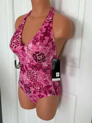 Maiô It Figures 10 rosa macio copo halter 1 peça novo com etiquetas  - Imagem 1 de 4