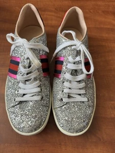 Gucci Ace Glitter Low Top Lace Up Sneakers Size EU 38/Fits Like US 9 EUC - Picture 1 of 8