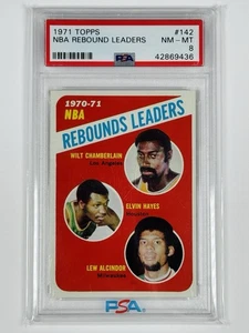 1971 TOPPS NBA REBOUND LEADERS CHAMBERLAIN ALCINDOR HAYES #142 PSA 8 - Picture 1 of 2