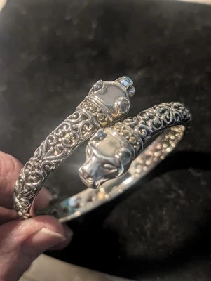 Effy Sterling Silver 18k Dbl Panther Bypass Bangle - Image 1 of 4