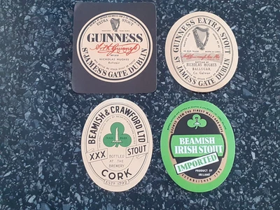 1960s+1970s  Guinness+Beamish Irish Stouts 4 Original Beer Bottle Labels - Image 1 of 4