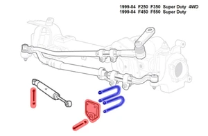Jeu de supports d'amortisseur de direction 1999 2000 2001 2002 2003 2004 Ford F250 F350 4x4 - Photo 1/5