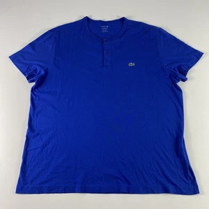 Camisa Lacoste Para Hombres 3XL Azul Pima Algodón Calce Regular Manga Corta Logo Henley Camiseta - Imagen 1 de 9