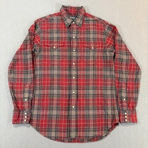 Vintage Polo Ralph Lauren Pearl Snap Button Down Hemd Small Rot Western Flanell - Bild 1 von 16
