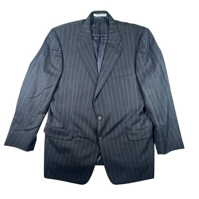Hickey Freeman Suit Wool Mens 2 Piece Size 44R - 38x31 Made In USA Black Striped - Image 1 of 4
