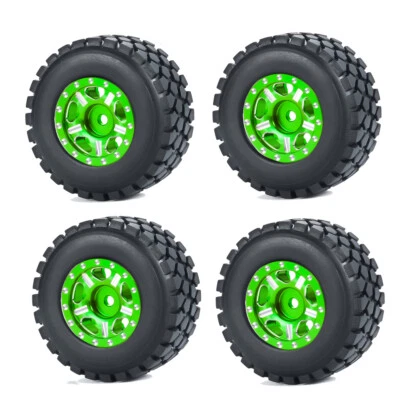 4pc Beadlock Wheels Rims +Tires for RC 1:24 Axial SCX24 90081 AXI00001/2 Crawler - Image 1 of 4
