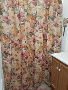 BACOVA BURGUNDY GOLD GREEN TANGERINE FLORALS HEAVY SHOWER CURTAIN-4 AVAILABLE