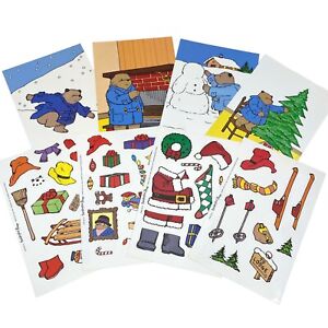 NEW Vintage Paddington Bear Christmas Card Sticker Sheet Set Eden Toys 1989