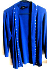 Hh.   Rafaella Ladies Size M Blue Open Front Studed Knit Top / Shrug