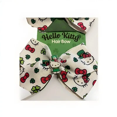 HELLO KITTY SANRIO CLAIRE'S EXCLUSIVE IRISH CLOVER HAIR BOW CLIP X1 Foto 1 de 2