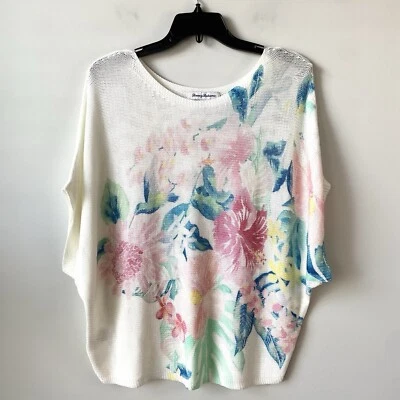 Suéter Tommy Bahama Floral Dolman Manga Corta Blanco L Foto 1 de 4