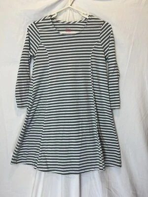 Faded Glory Girls Large 10-12 Gray & White Striped LongSleeve Swing Dress - Image 1 of 3