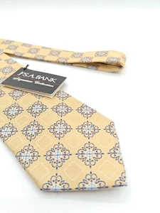 ๐บ๐ฒ New Jos A Bank Silk Tie 58x3.5 Gold Geometric - Picture 1 of 4