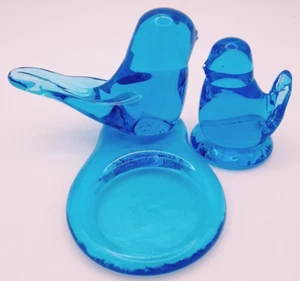 2 estatuillas de vidrio firmadas por Leo Ward Bluebird of Happiness 1994 y 1999 - Imagen 1 de 16