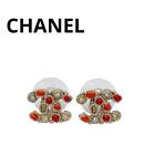 Boucles d'oreilles Chanel strass coco rouge 1Q63