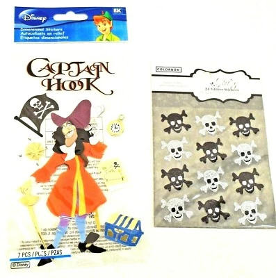 Disney Captain Hook and Skull Cross Bones Dimensional Glitter Stickers  - Image 1 of 2
