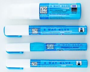 Kuretake Zig 2 Way Glue Pens Lot of 4 Tips 15mm Jumbo Chisel Fine Squeeze & Roll